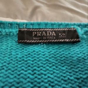 90s Vintage PRADA CASHMERE SWEATER size52(xl) women's Teal Blue/Green